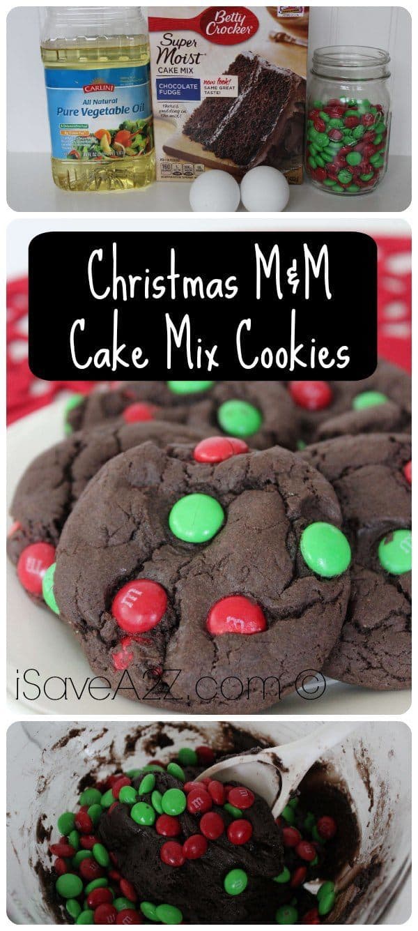 Christmas M&M Cake Mix Cookies - iSaveA2Z.com