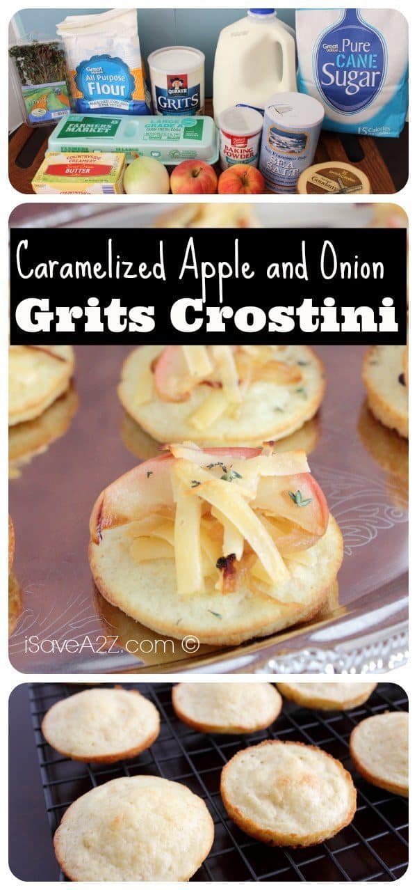 Caramelized Apple and Onion Grits Crostini