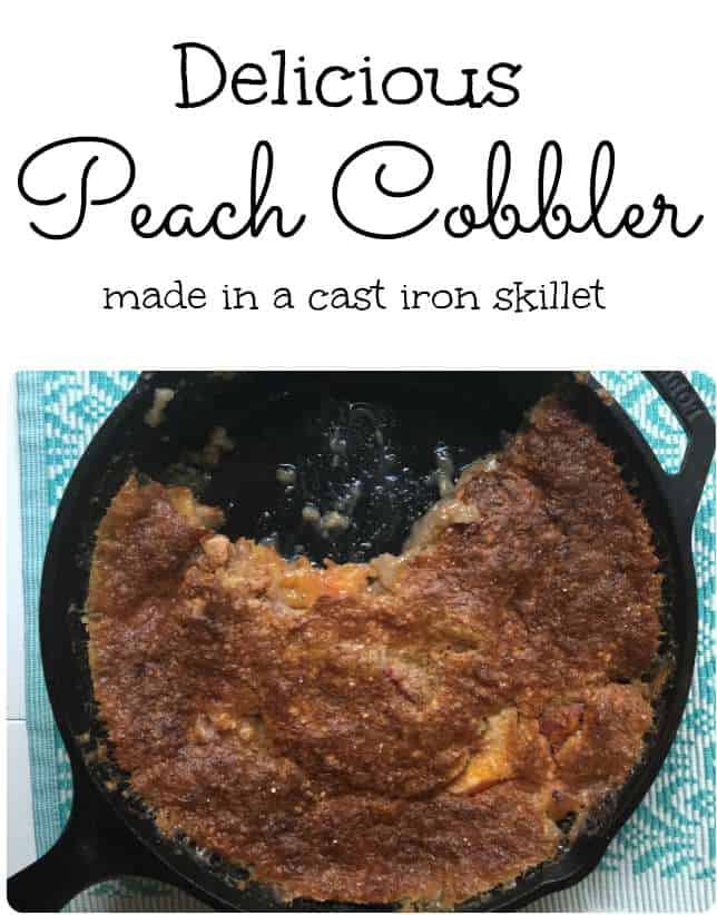 Easy Peach Cobbler Recipe made in a Cast Iron Skillet - iSaveA2Z.com