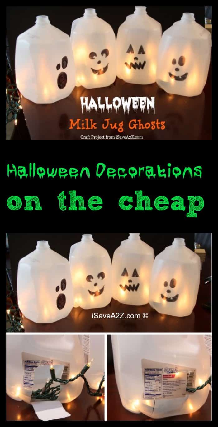 Halloween Decorations on the cheap - Milk Jug Ghosts