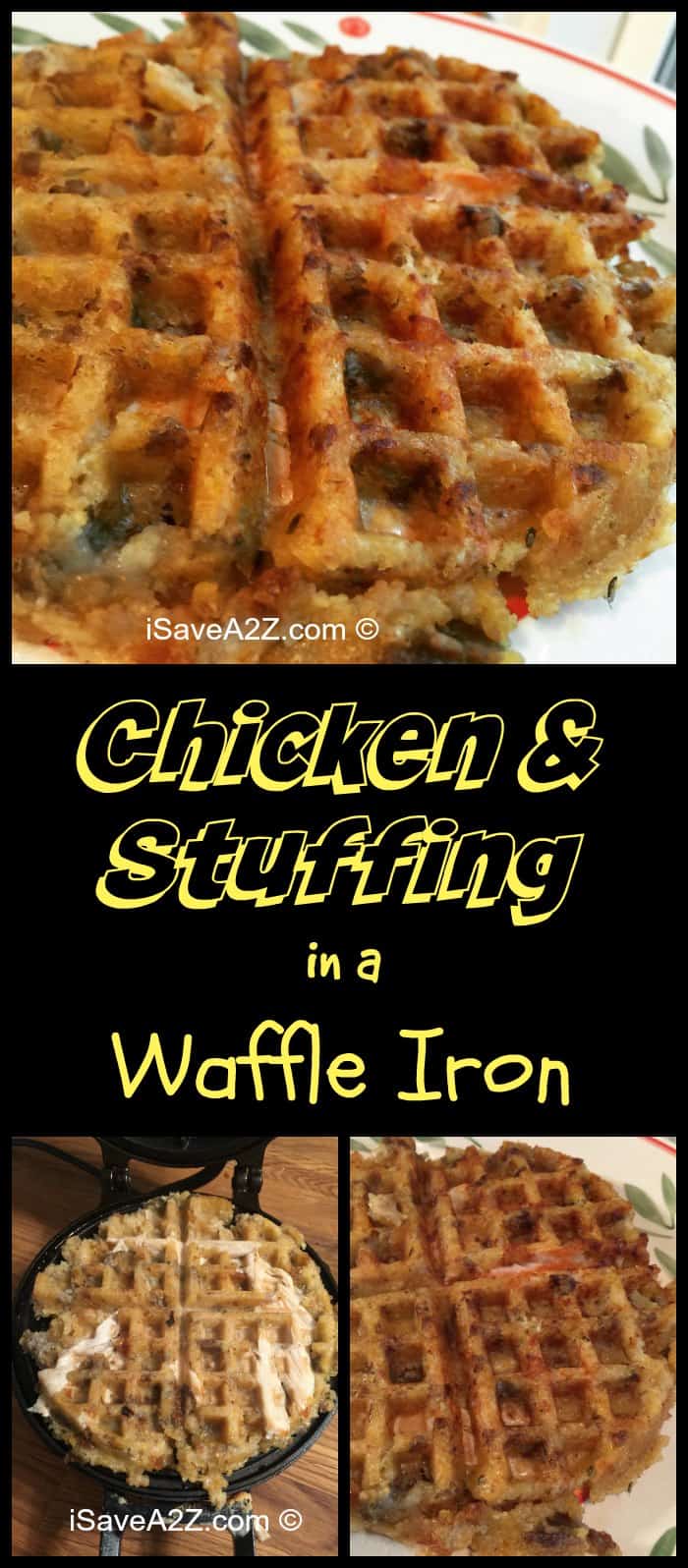 We heated up some Chicken and Stuffing in a waffle iron and it came out amazing!