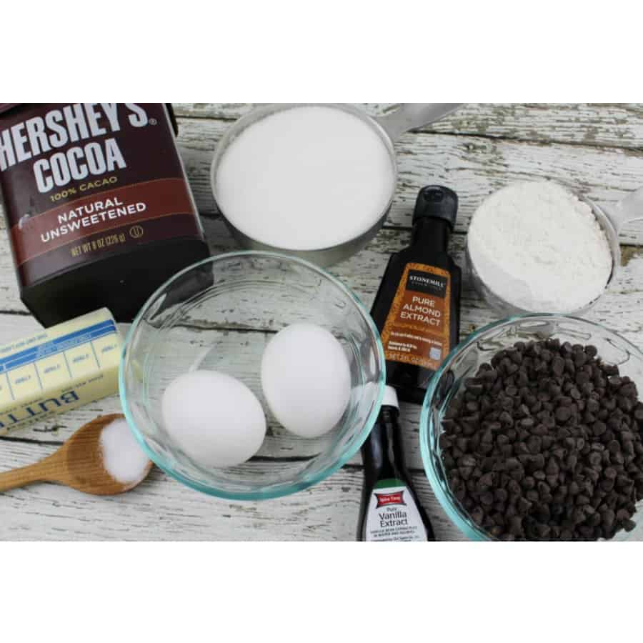 Ingredients needed for Red, White, and Blue Brownie Bites