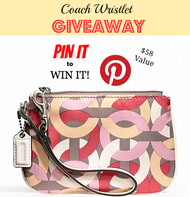 Coach Wristlet “Pin It to Win It” Giveaway ($58 Value)