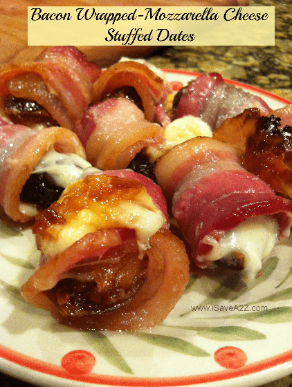 Bacon Wrapped Mozzarella Cheese Dates Recipe