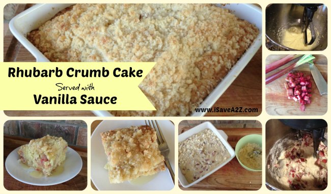 Rhubarb Crumb Cake with Vanilla Sauce