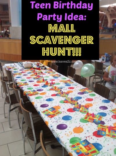 Teen Birthday Party Idea Mall Scavenger Hunt