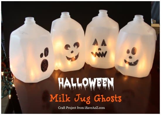 Easy Halloween Craft Ideas:  Milk Jug Ghosts