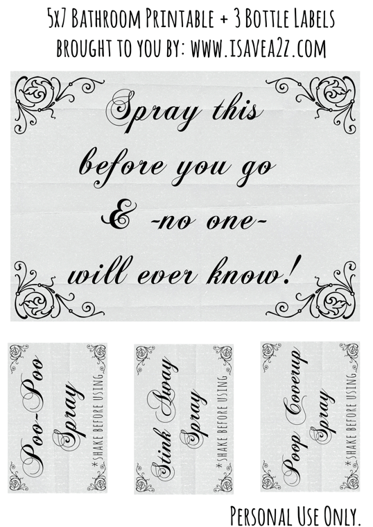 Poo Poo Spray Printable Labels