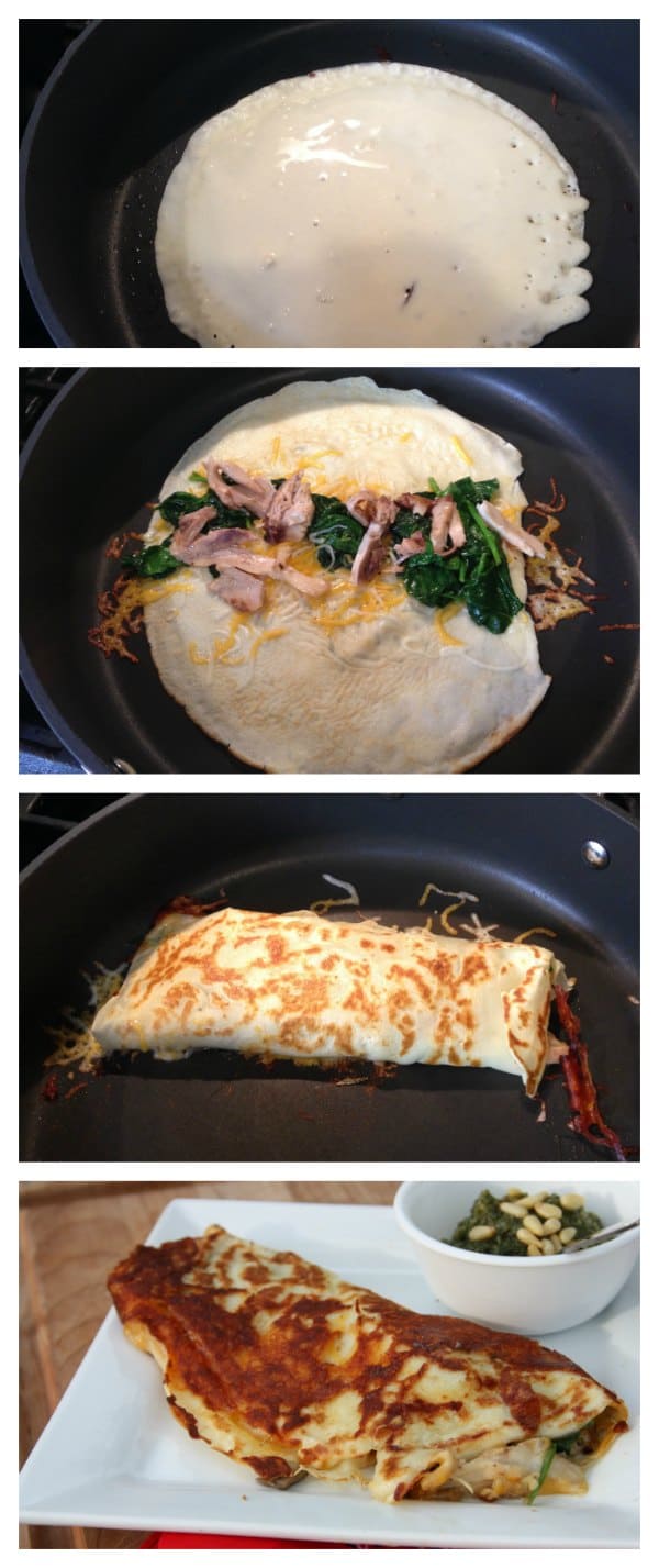 Cheese crusted Chicken Spinach Crepe Recipe1