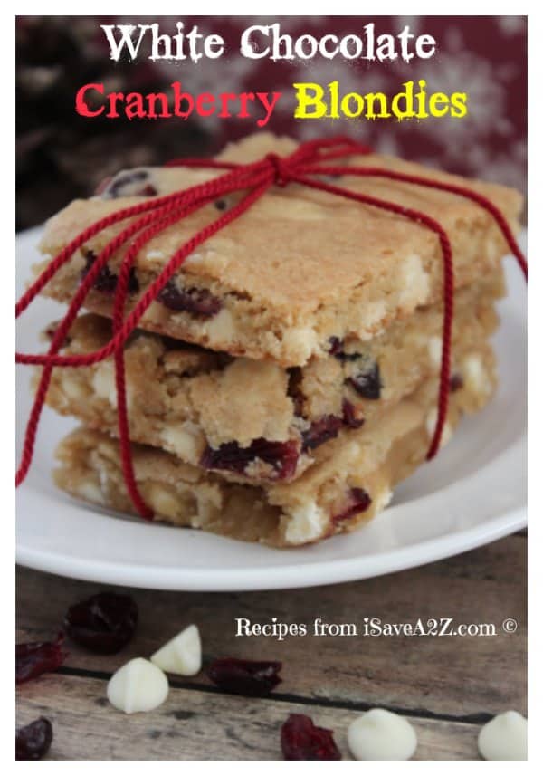 Easy White Chocolate Cranberry Blondies Recipe