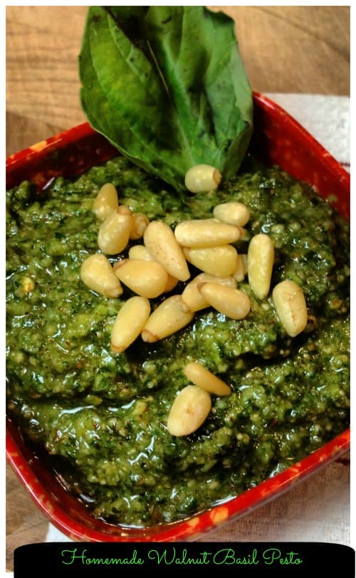 Homemade Walnut Basil Pesto recipe #STAROliveOil #shop #cbias