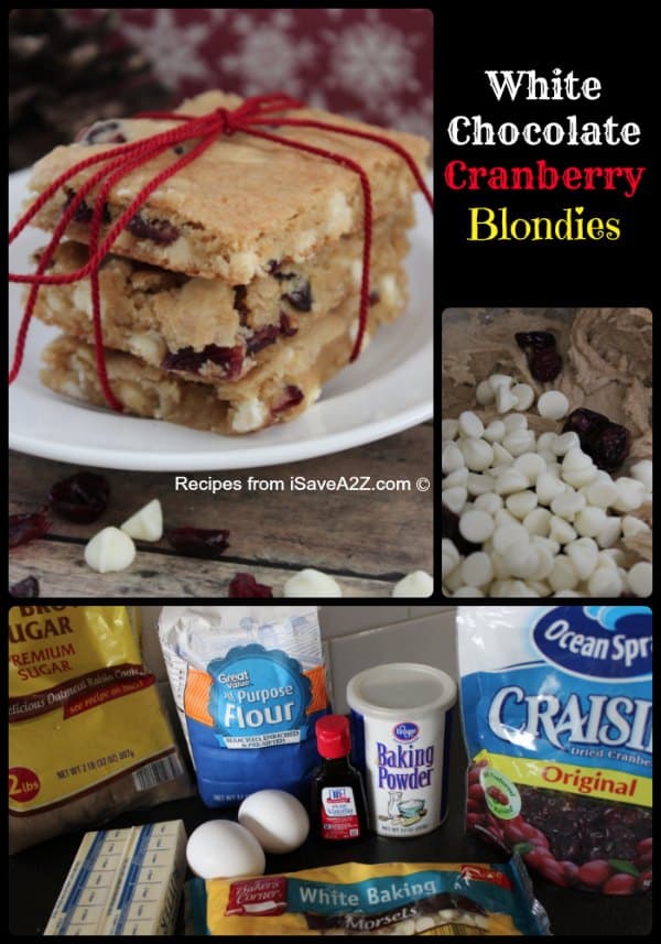 White Chocolate Cranberry Blondies Recipe