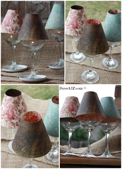 Wine Glass Lamp Shade DIY Project (Free template included)