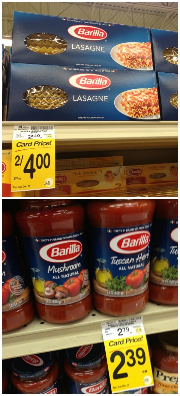 Barilla Lasagna noodles and Barilla Sauce