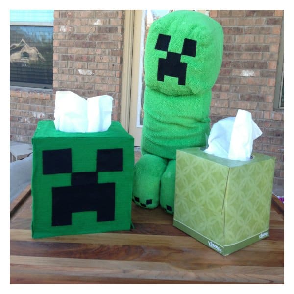 DIY Minecraft Creeper Face Tissue Box Cover #KleenexTarget #Pmedia