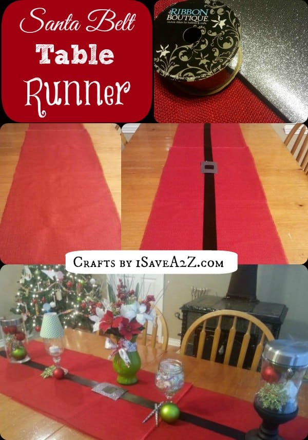 Happy Holidays Santa Belt Buckle and Santa Legs Table Runner Design 