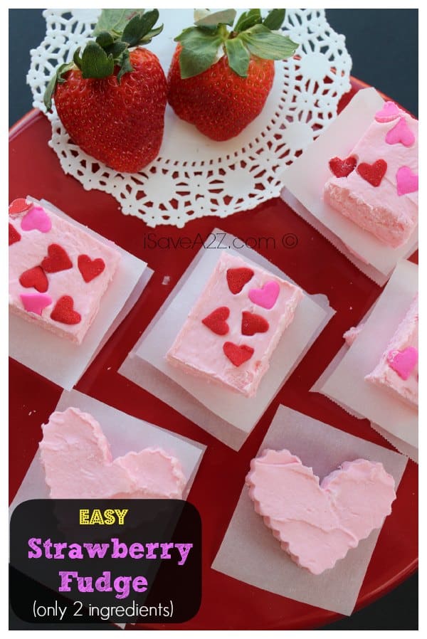 Easy Strawberry Fudge Recipe @iSaveEveryday #Fudge #recipe