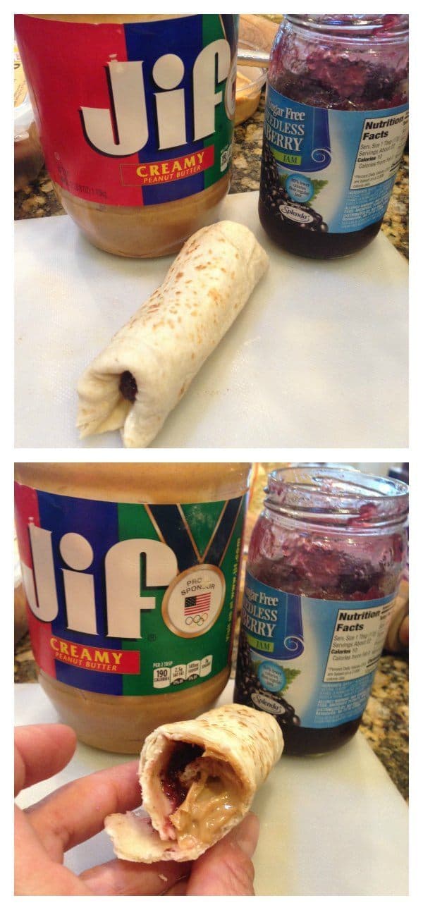 Easy Ice Chest Recipes:  Peanut Butter and Jelly roll ups