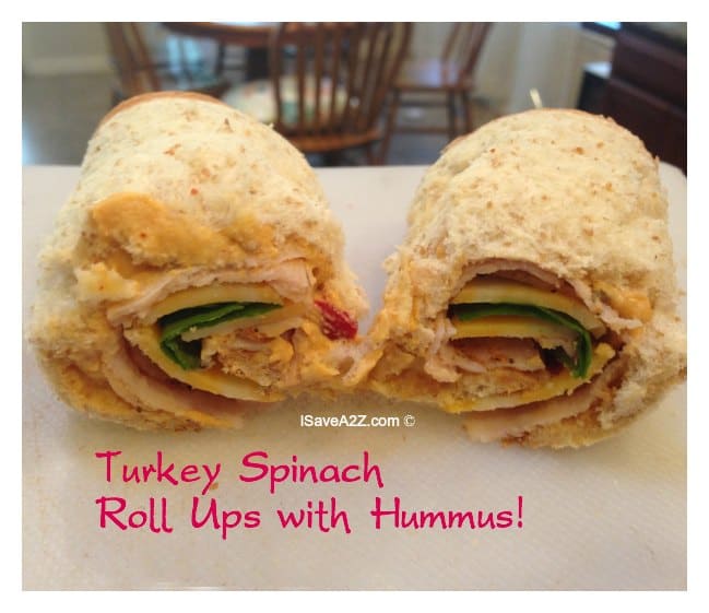 Easy Ice Chest Recipes:  Turkey Spinach Roll Ups with Hummus