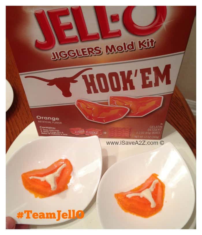 Game day food:  UT Austin Longhorn Jell-O Jigglers #TeamJellO