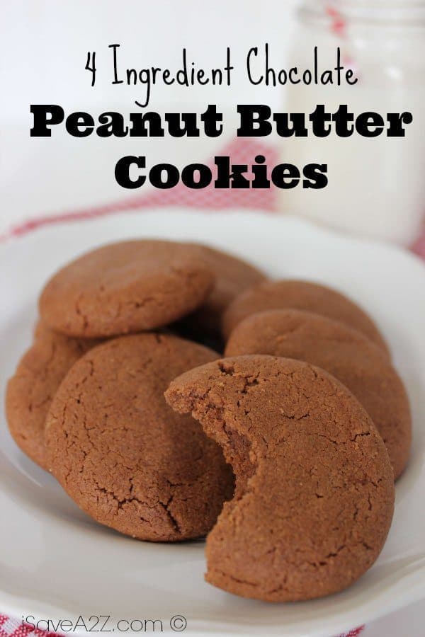 4 Ingredient Chocolate Peanut Butter Cookies