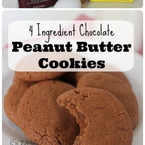 4 Ingredient Chocolate Peanut Butter Cookies