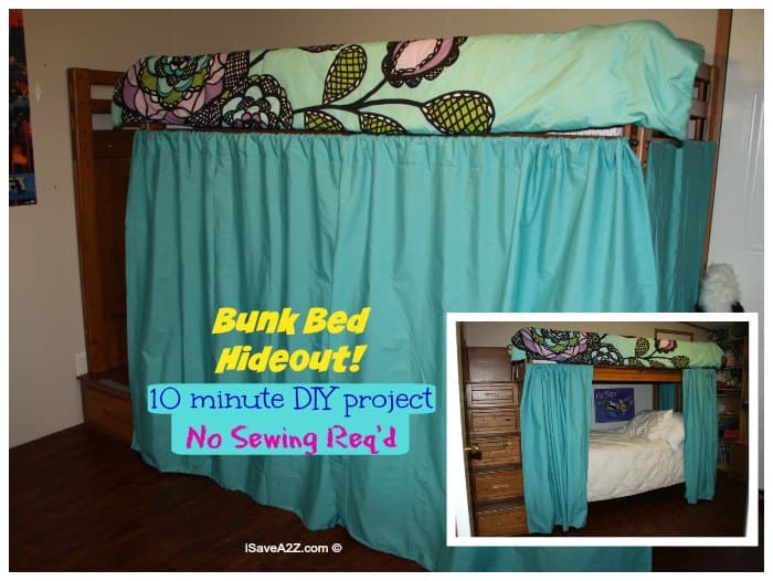 Bunk Bed Hideout with No Sew Curtains