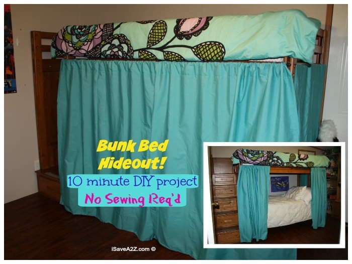 Bunk Bed Hideout with No Sew Curtains - iSaveA2Z.com