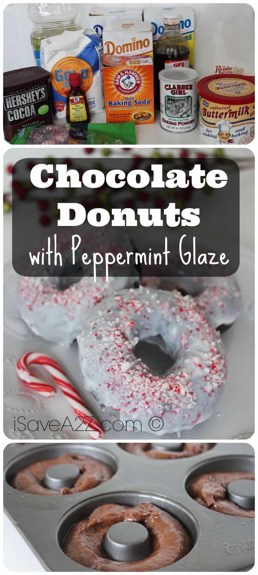 Chocolate Donuts with Peppermint Glaze