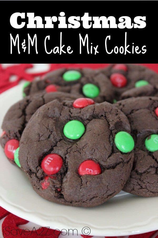 Christmas M&M Cake Mix Cookies