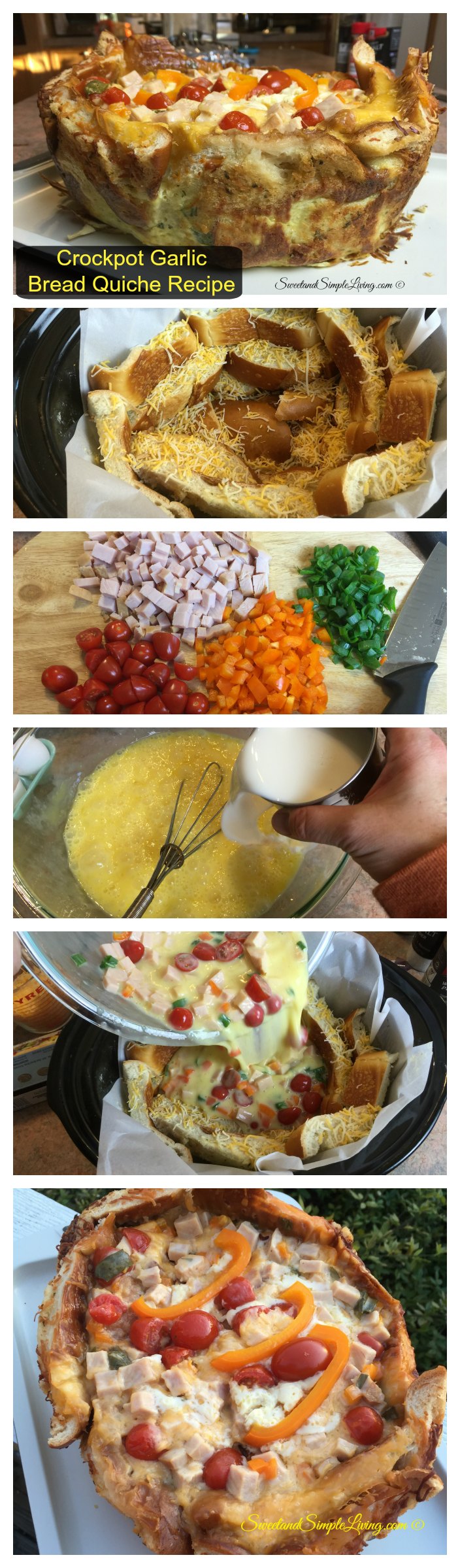 Crockpot Garlic Bread Quiche Recipe Collage
