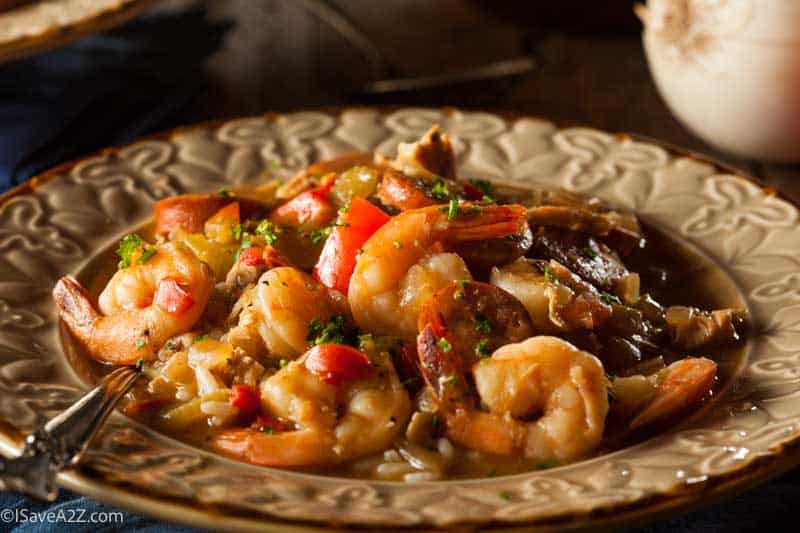 Homemade Shrimp and Sausage Cajun Gumbo Over Rice