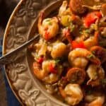 Homemade Shrimp and Sausage Cajun Gumbo Over Rice