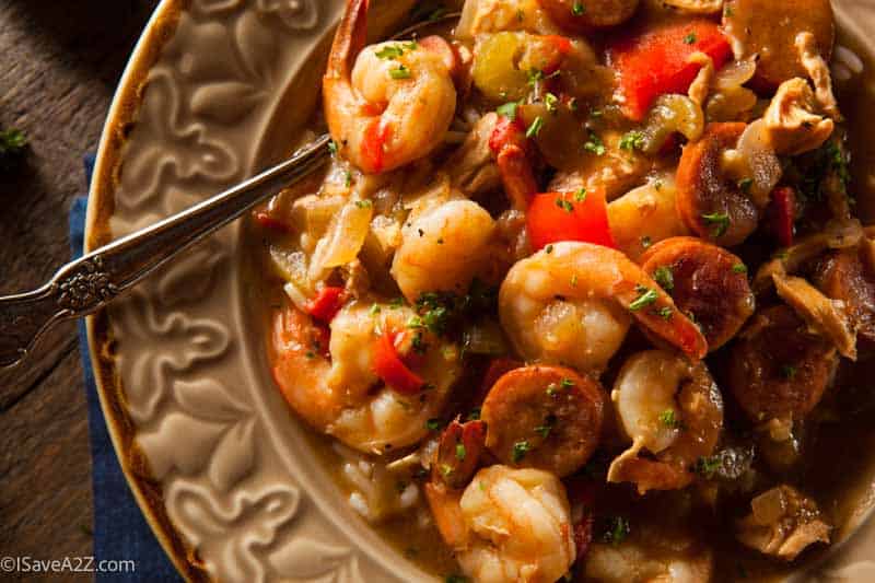 Homemade Shrimp and Sausage Cajun Gumbo Over Rice