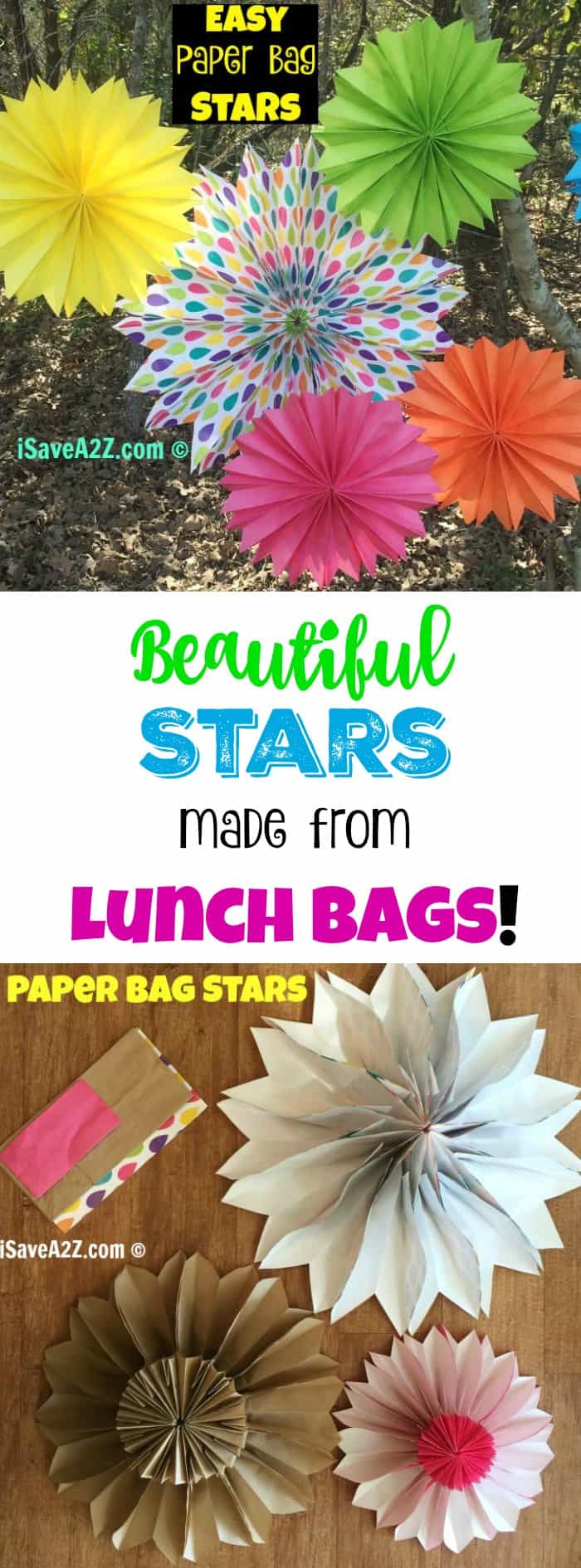 Easy Paper Bag Stars made from lunch bags!! FUN and FAST TO MAKE!
