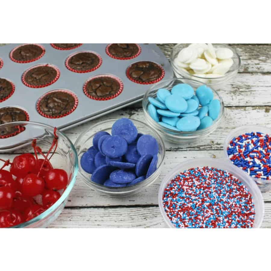 Red, White, and Blue Brownie Bites