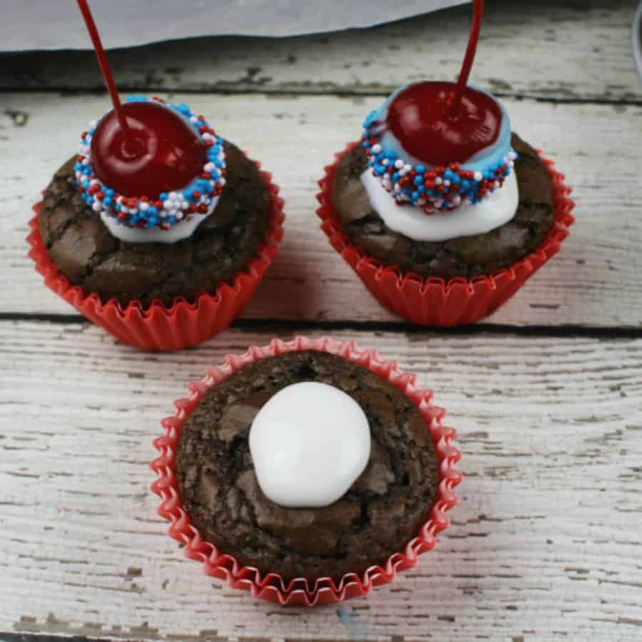 Red, White, and Blue Brownie Bites