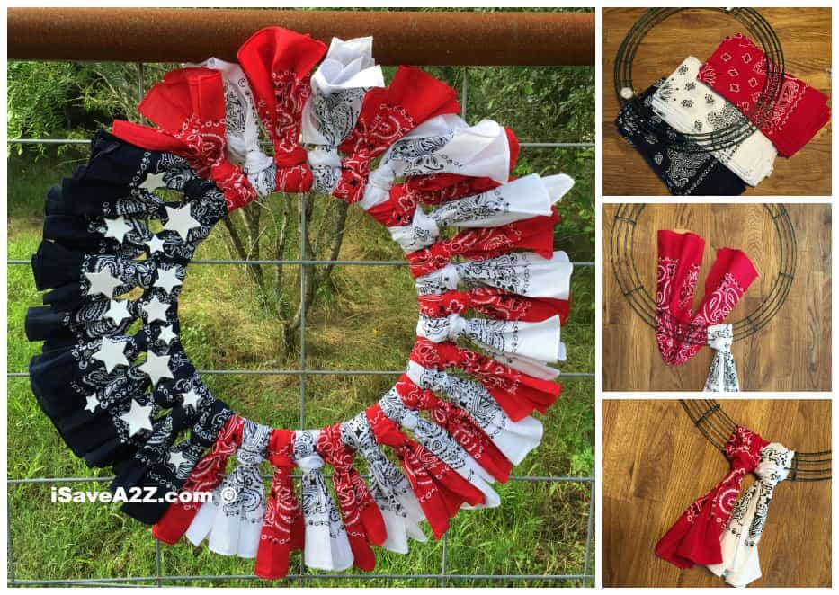 Red, White and Blue Bandana Flag Wreath