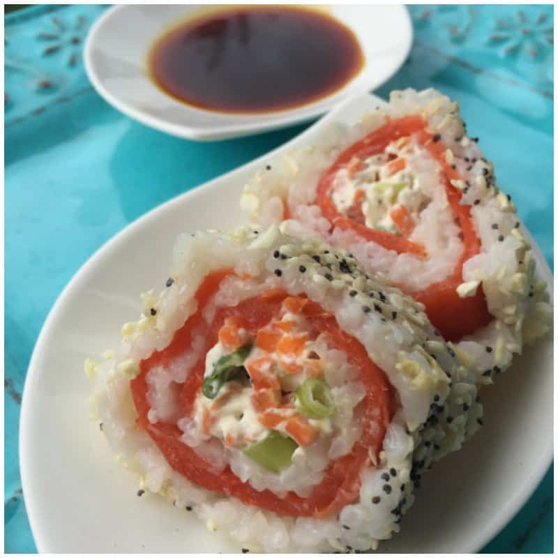 Homemade Sushi Rolls with Everything Bagel Seasoning