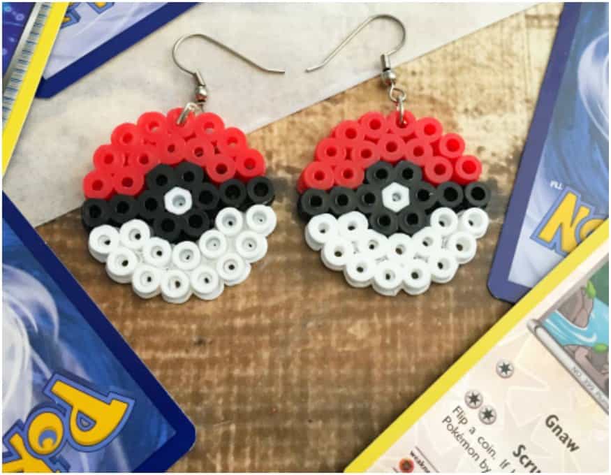 Pokemon Earrings Made Out of Perler Beads