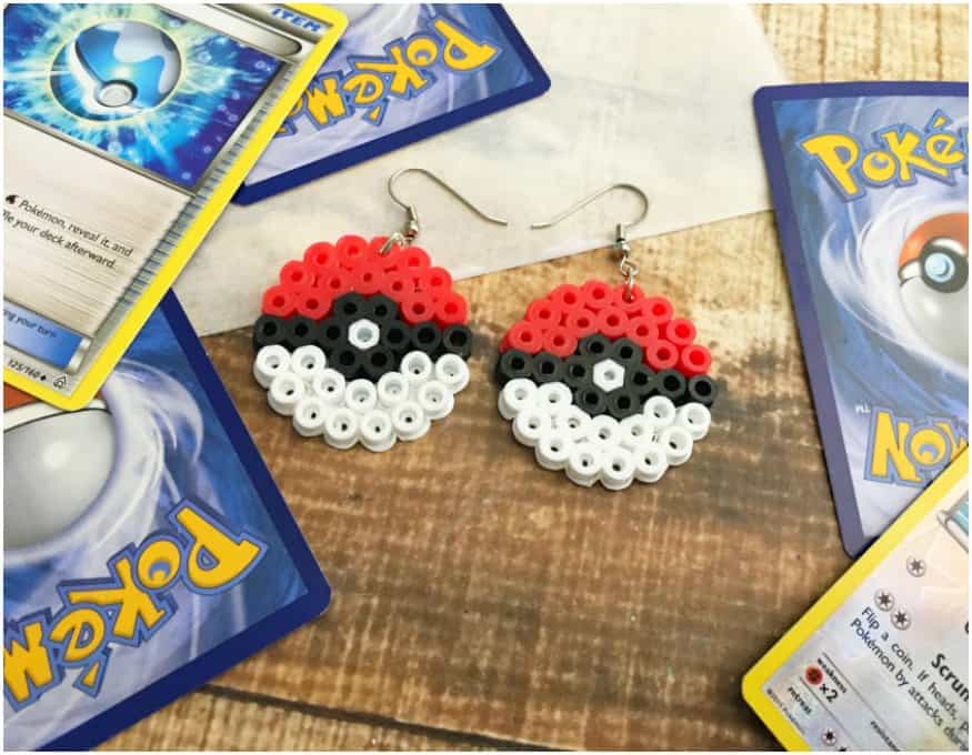 Pokemon Earrings Made Out of Perler Beads