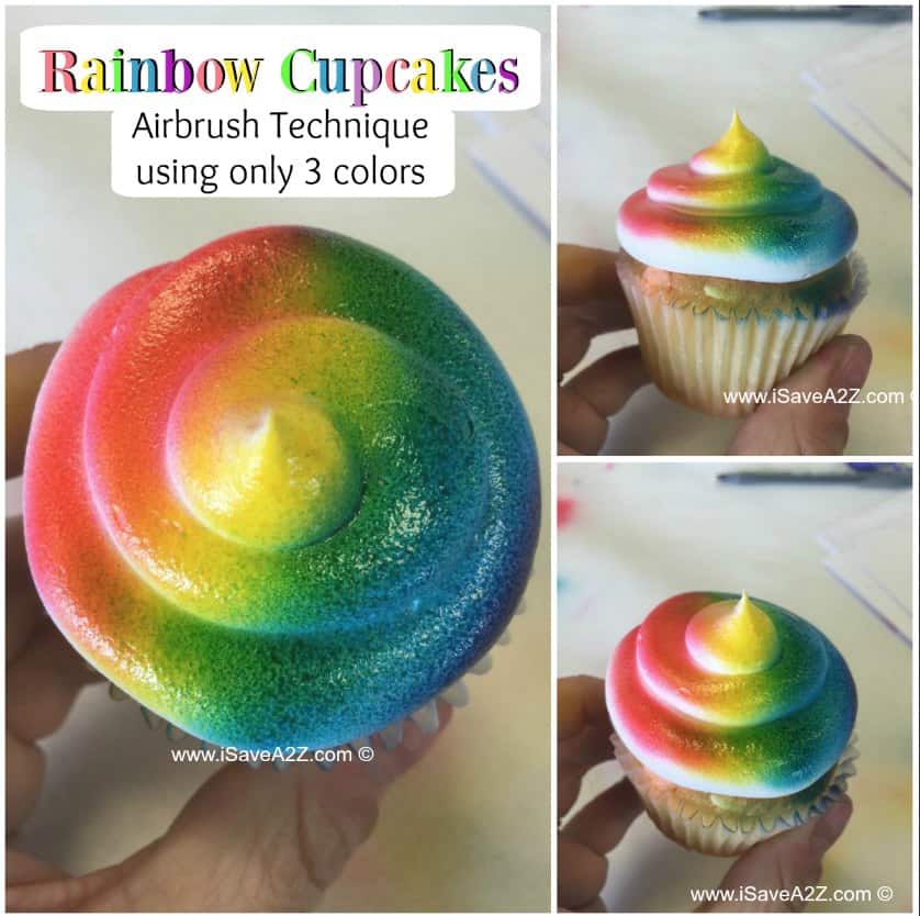Airbrush Cupcakes Rainbow Design using only 3 colors