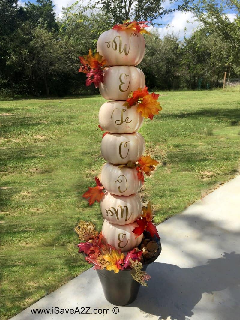 Welcome Sign DIY Pumpkin Topiary craft idea