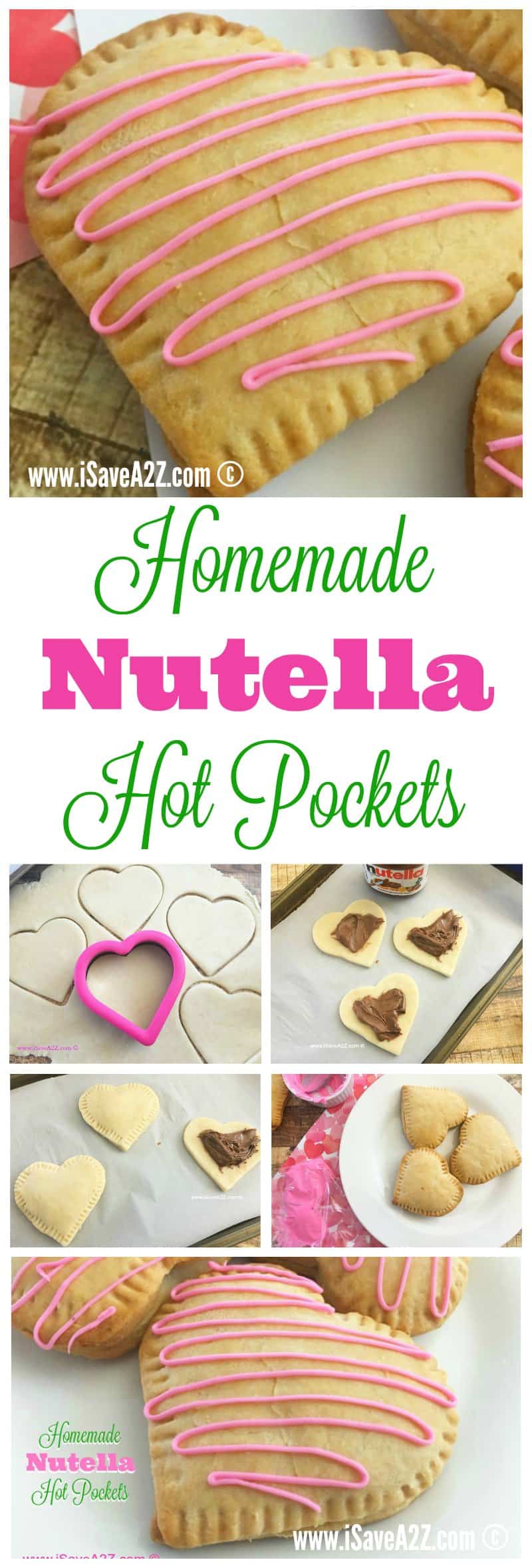 Homemade Heart Shaped Nutella Hot Pockets made from scratch