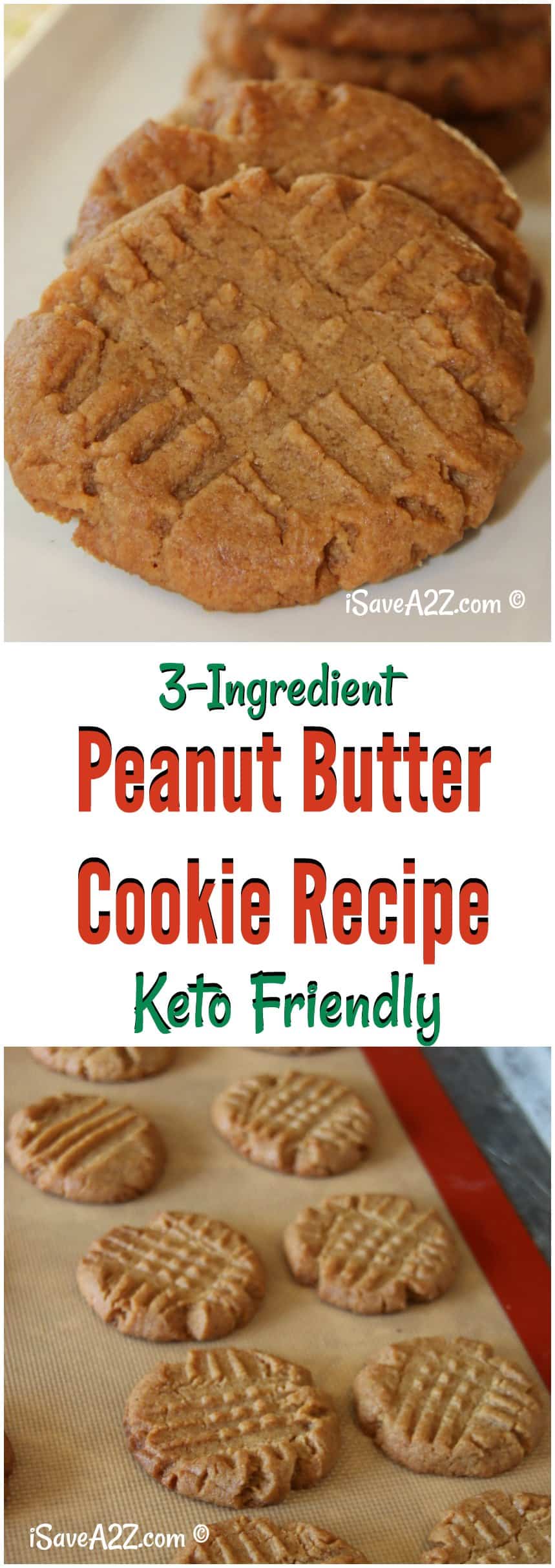 3 Ingredient Keto Peanut Butter Cookies Recipe - iSaveA2Z.com