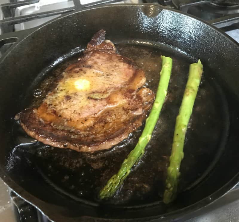 Keto Friendly Quick Dinner Idea: Ribeye Steak, Riced Cauliflower & Asparagus