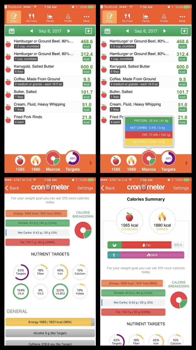 How to Break a Weight Loss Stall on the Ketogenic Diet Cronometer tracking example