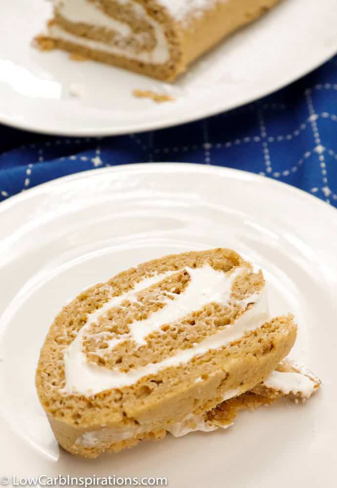 Looking for a keto pumpkin dessert? This Keto Pumpkin Roll Recipe is just what you are looking for! Light and fluffy, this pumpkin roll won't disappoint. At 2 net carbs per serving, this is going to be your go-to fall dessert.