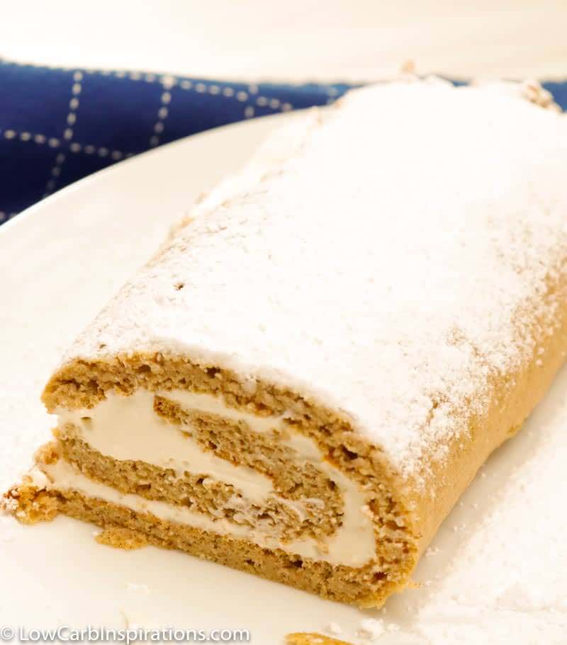 Looking for a keto pumpkin dessert? This Keto Pumpkin Roll Recipe is just what you are looking for! Light and fluffy, this pumpkin roll won't disappoint. At 2 net carbs per serving, this is going to be your go-to fall dessert. 
