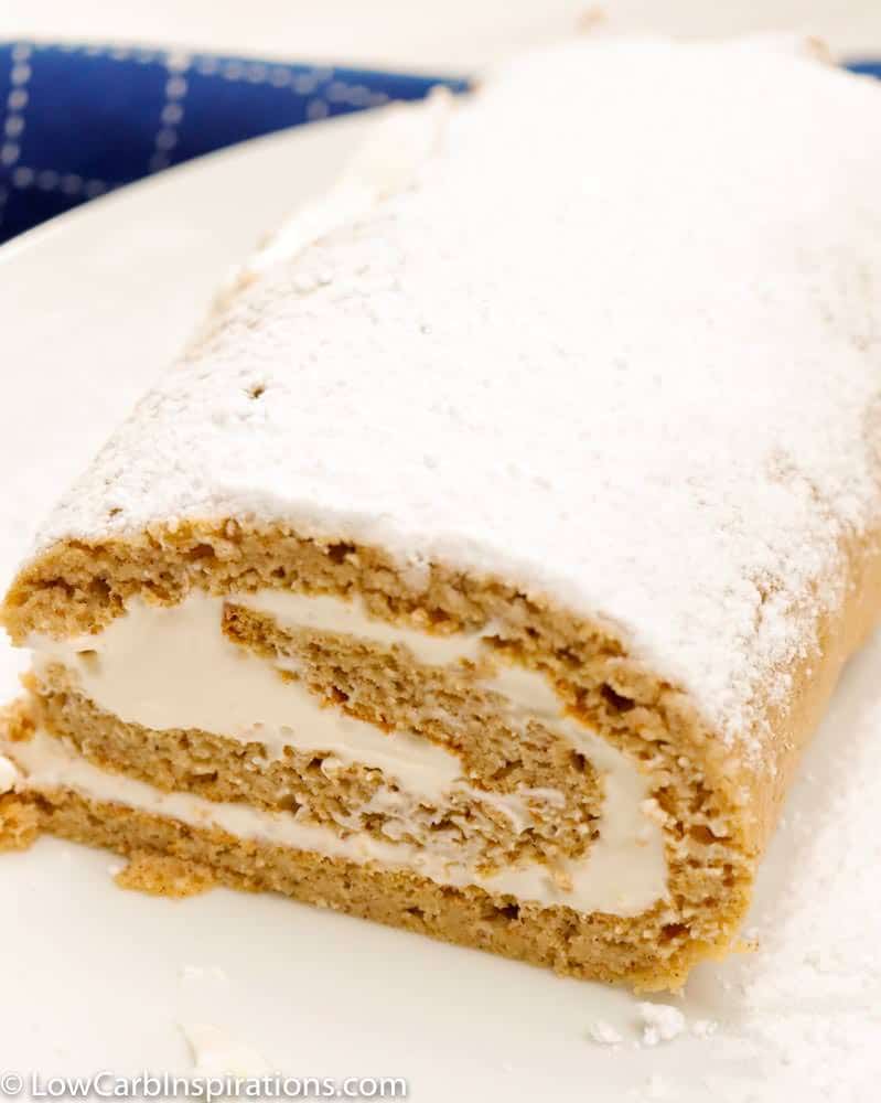 Looking for a keto pumpkin dessert? This Keto Pumpkin Roll Recipe is just what you are looking for! Light and fluffy, this pumpkin roll won't disappoint. At 2 net carbs per serving, this is going to be your go-to fall dessert.